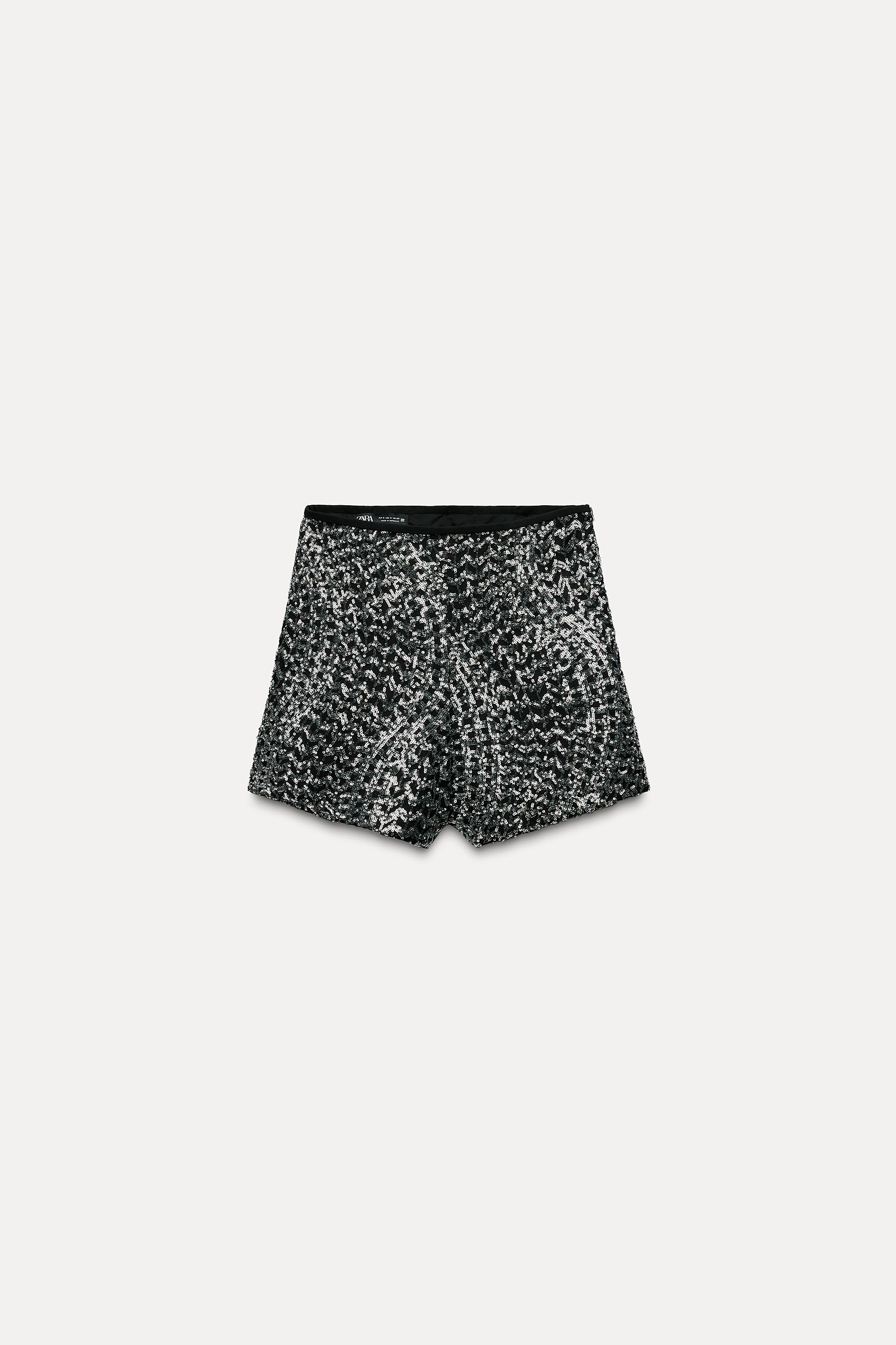 Black sparkly high waisted shorts best sale