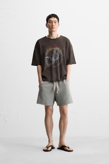 ウォッシュ加工リラックスフィットバミューダパンツダークアンソラジットZaraのウォッシュ加工リラックスフィットバミューダパンツ - ダークアンソラジット 