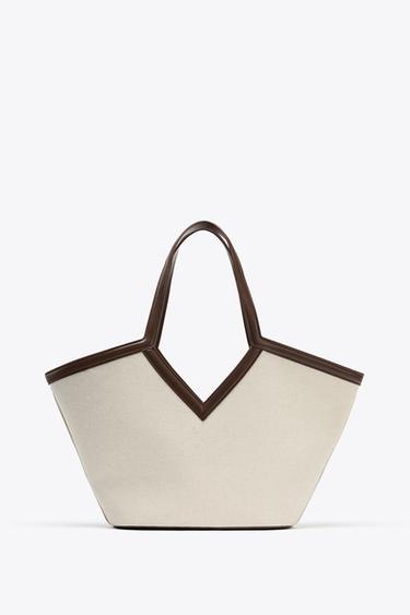 CANVAS CUT-OUT SHOPPER - Ecru by Zara
