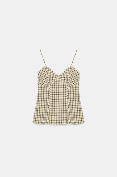 CHECKED CAMISOLE TOP - Yellow by Zara - Image 8