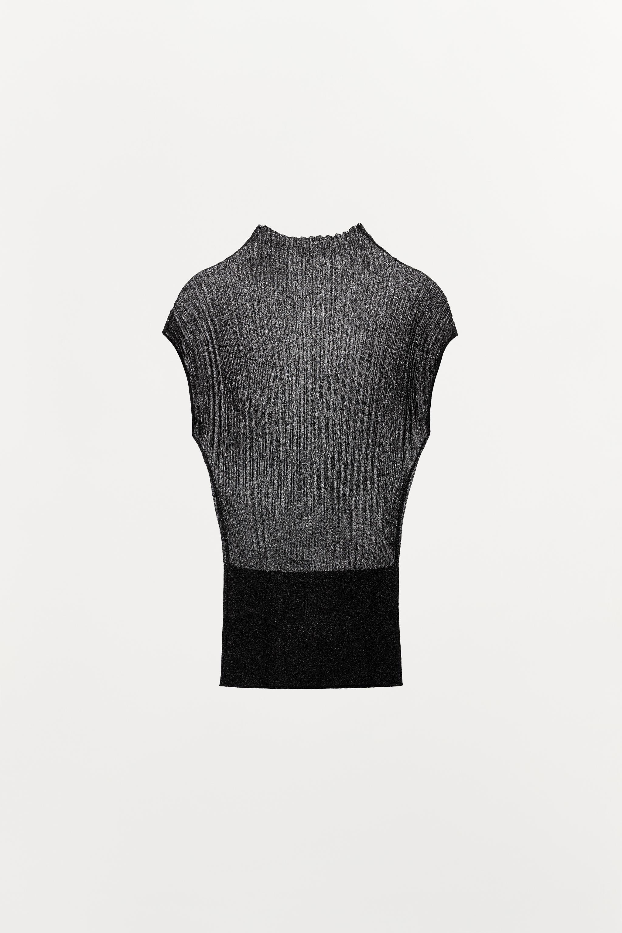 METALLIC THREAD KNIT TOP - Midnight blue | ZARA United States