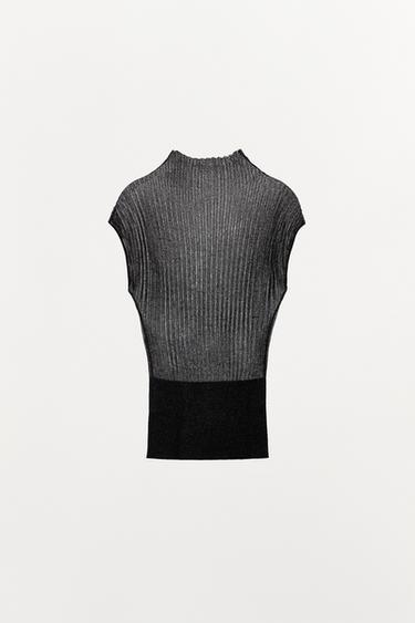 TOP EN MAILLE AVEC FIL MÉTALLISÉ - Bleu nuit de Zara - Image 3
