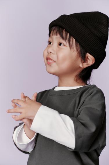 골지 니트 비니 태그 - Zara 블랙