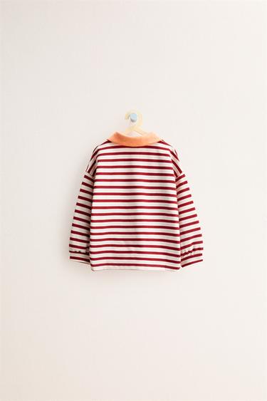 ZARA TIMELESS - STRIPED POLO COLLAR T-SHIRT - Red / White by Zara - Image 1
