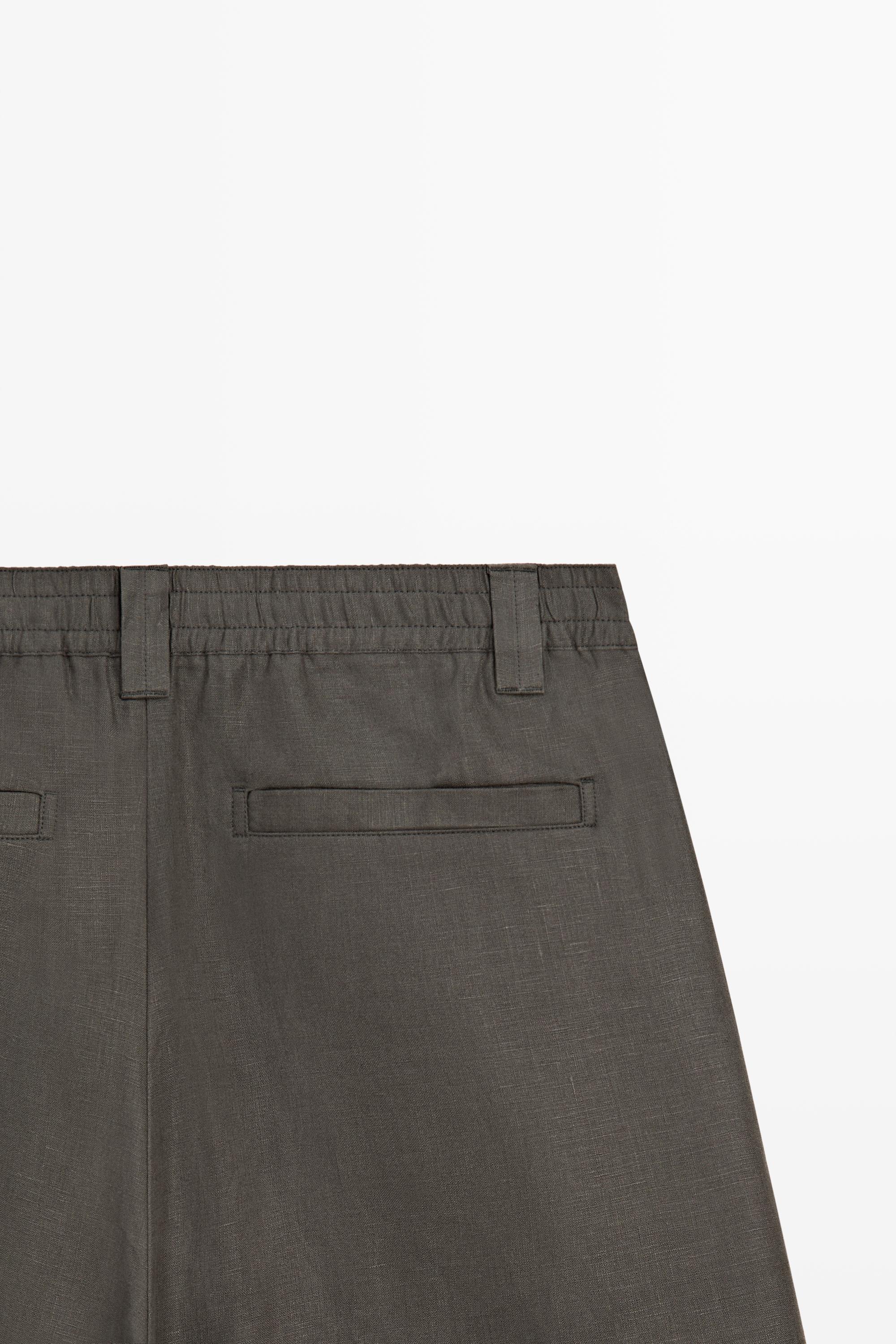 100% linen short Bermuda shorts
