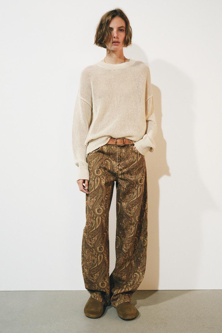 Pantalón de mezclilla ZW COLLECTION con corte recto, tiro medio y estampado 5