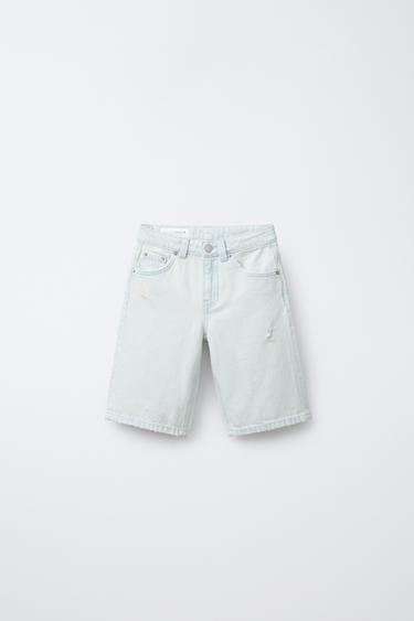 WIDE-FIT DENIM BERMUDA SHORTS - Light blue by Zara