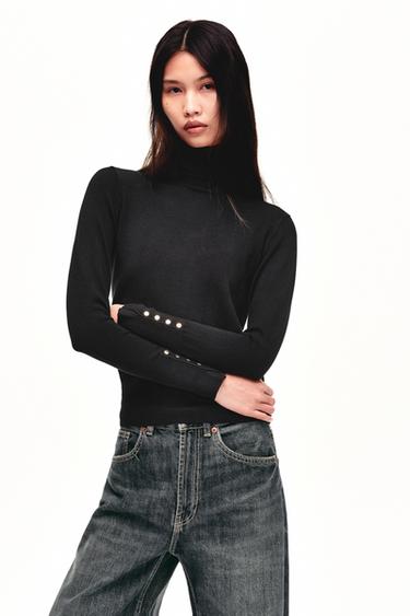 Zara 基本款平紋針織衫 - 黑色