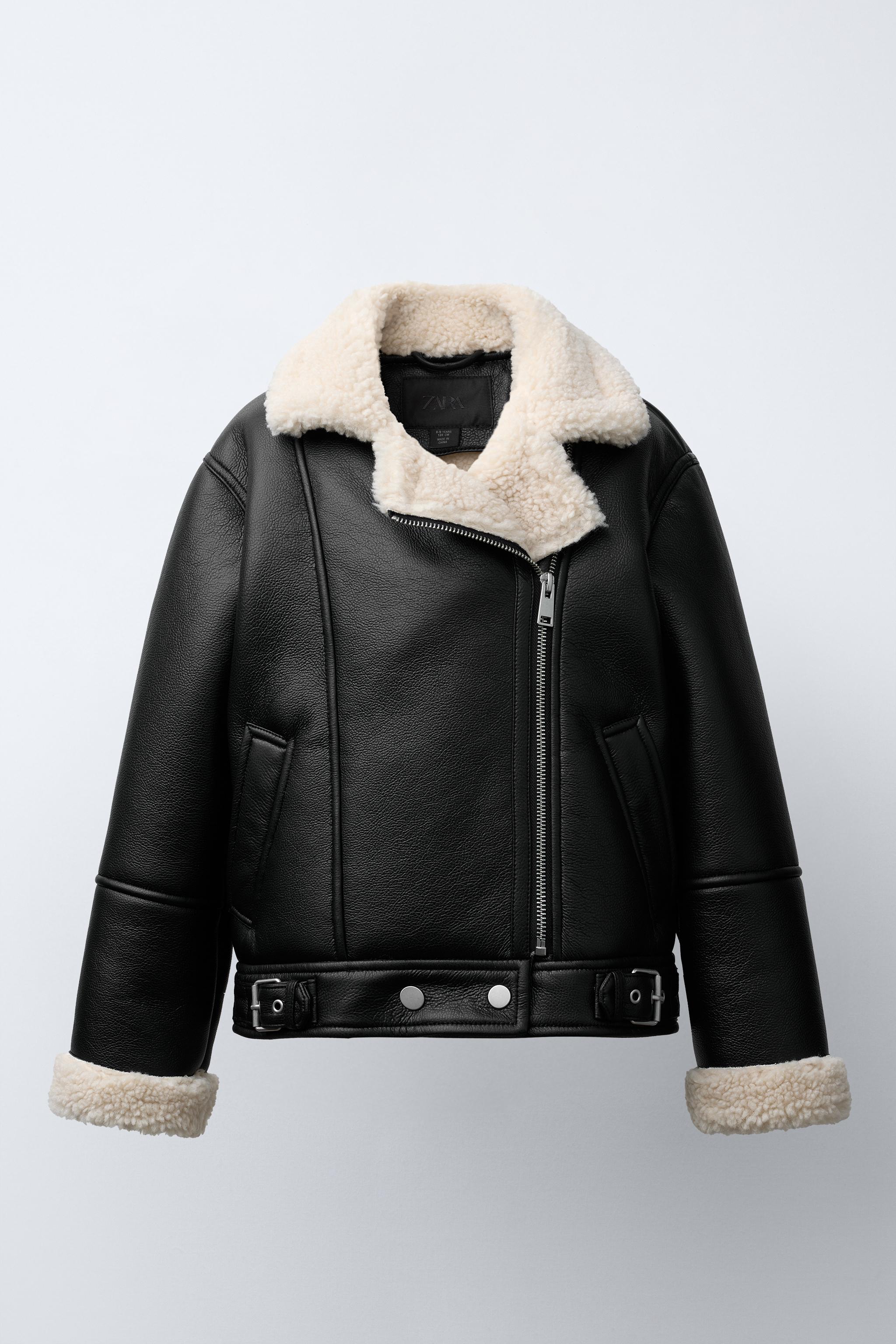 DOUBLE-FACED BIKER JACKET Black Ecru ZARA United Kingdom