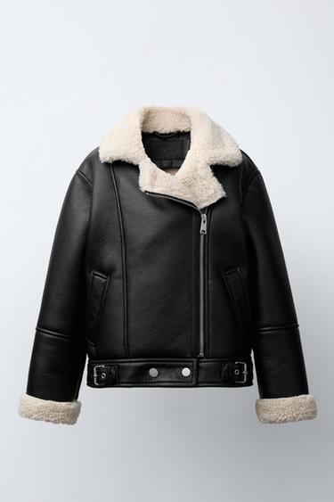 BLUSÃO BIKER DE DUPLA FACE - Preto / Cru da Zara