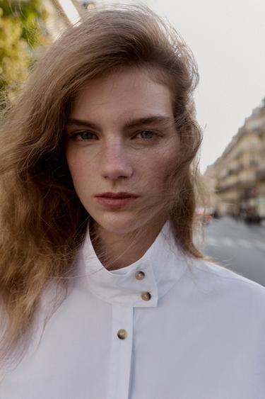 POPLIN SHIRT WITH PUFFBALL HEM - White by Zara - Image 5