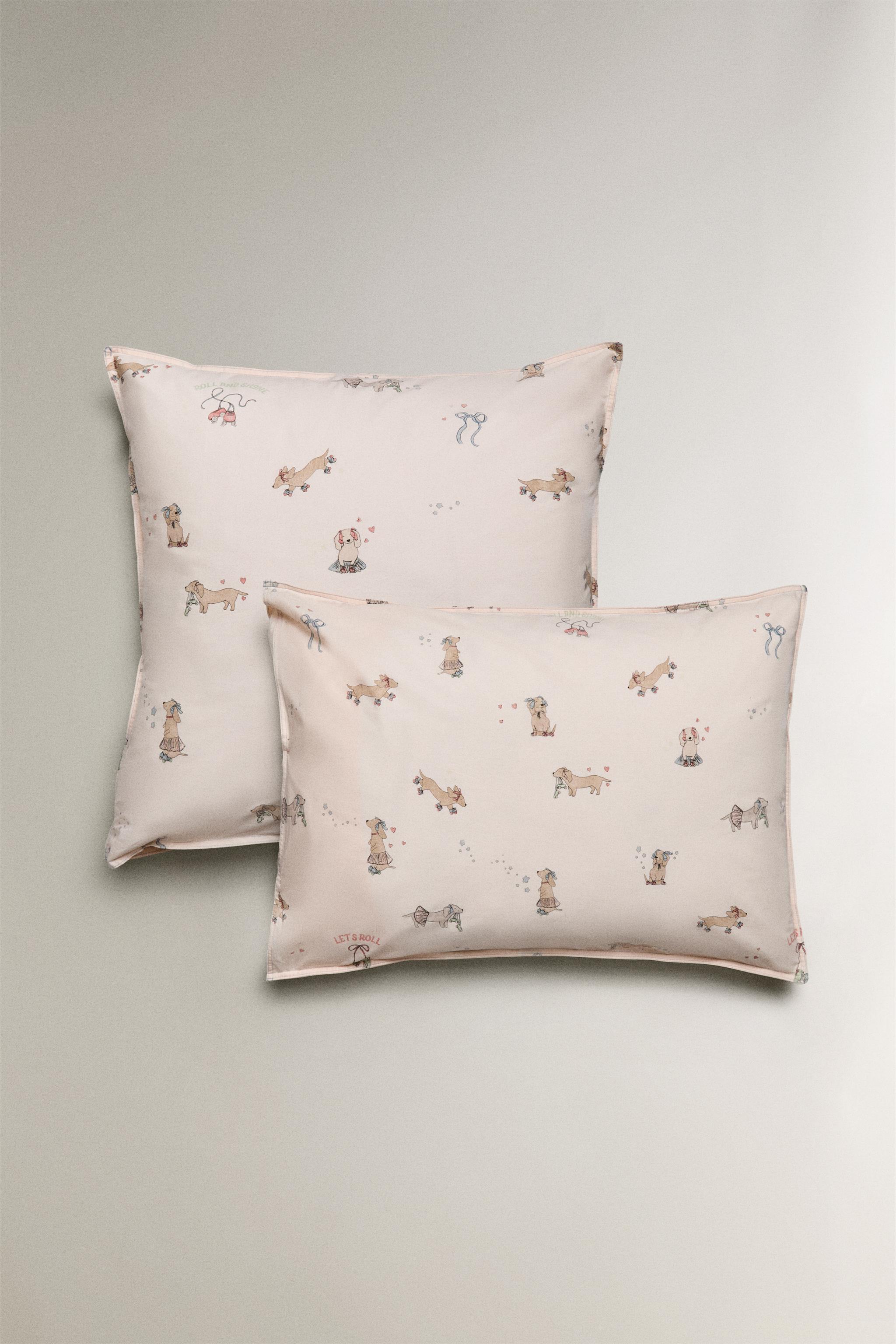 TAIE D'OREILLER ENFANT CHIENS SKATEURS