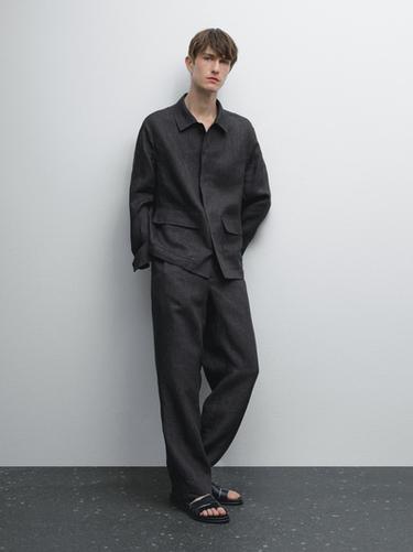 Zara 100% linen overshirt - Blue marl - Image 0