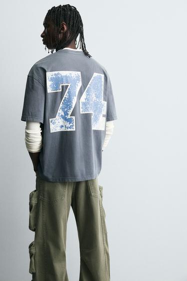 T-SHIRT IMPRIMÉ DÉLAVÉ - Bleu délavé de Zara - Image 5