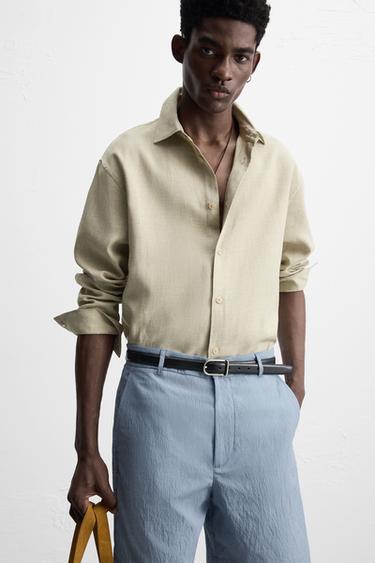 STRIPED CRINKLE-EFFECT BERMUDA SHORTS - Blue by Zara - Image 5
