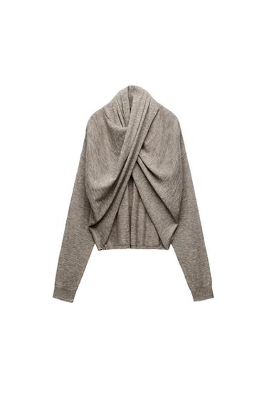 KNIT SWEATER WITH CRISS-CROSS FRONT