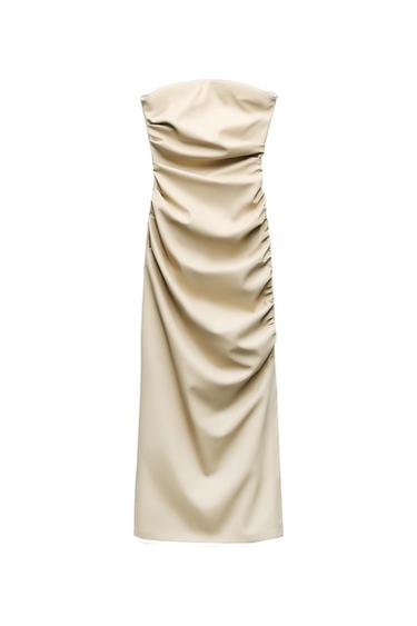 LEATHER EFFECT STRAPLESS DRESS