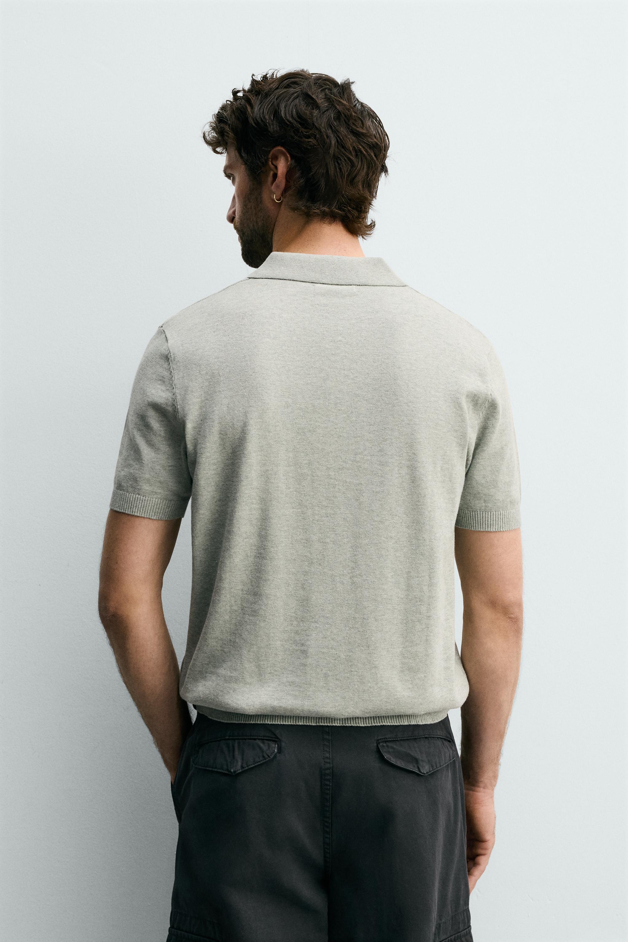 Zara DOKULU REGULAR FIT POLO T-SHIRT görsel 3