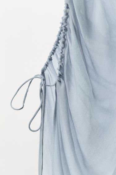 SEMI-SHEER DRAPED TOP - Blue by Zara - Image 4