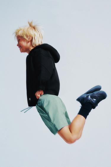 Zara LOGO 拉鍊連帽運動衫 - 黑色
