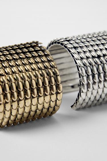 PACK OF 2 TEXTURED CUFFS KATE MOSS X ZARA - Gold / Silver by Zara - Image 4