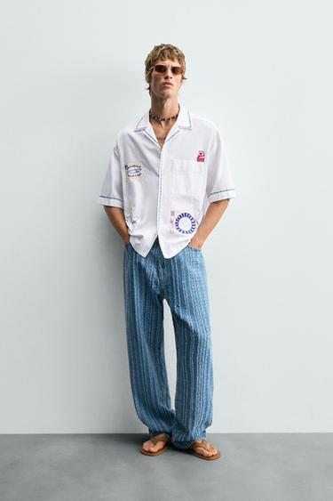 CONTRAST EMBROIDERY SHIRT - White by Zara - Image 0