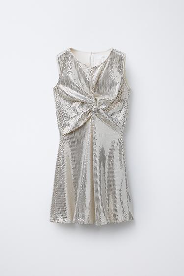 SHINY KNOTTED DRESS - Silver by Zara