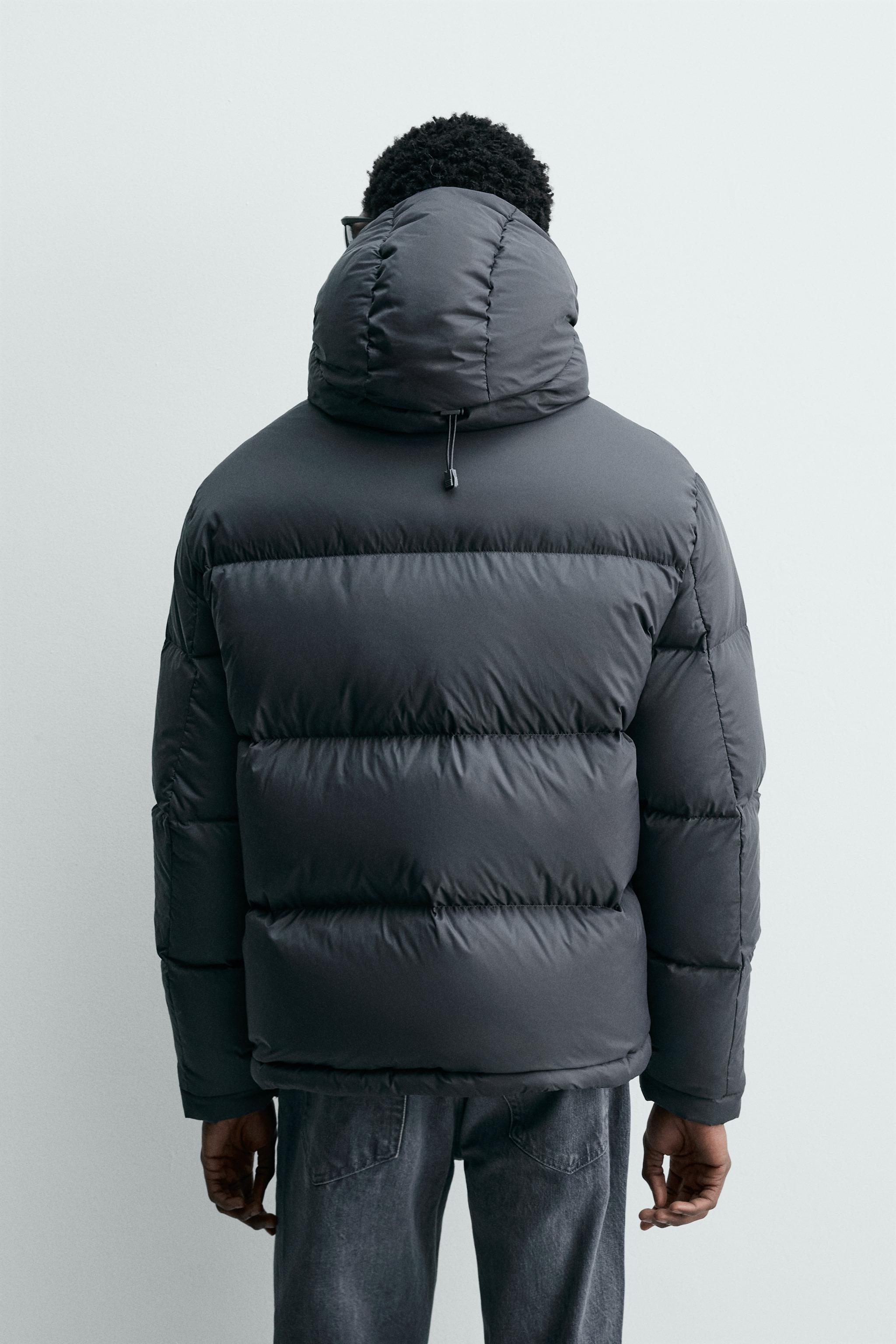 撥水加工100%フェザーダウンジャケット - ブルー/グレー | ZARA Japan