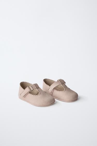 LEATHER BALLET FLATS - Pink by Zara - Image 1