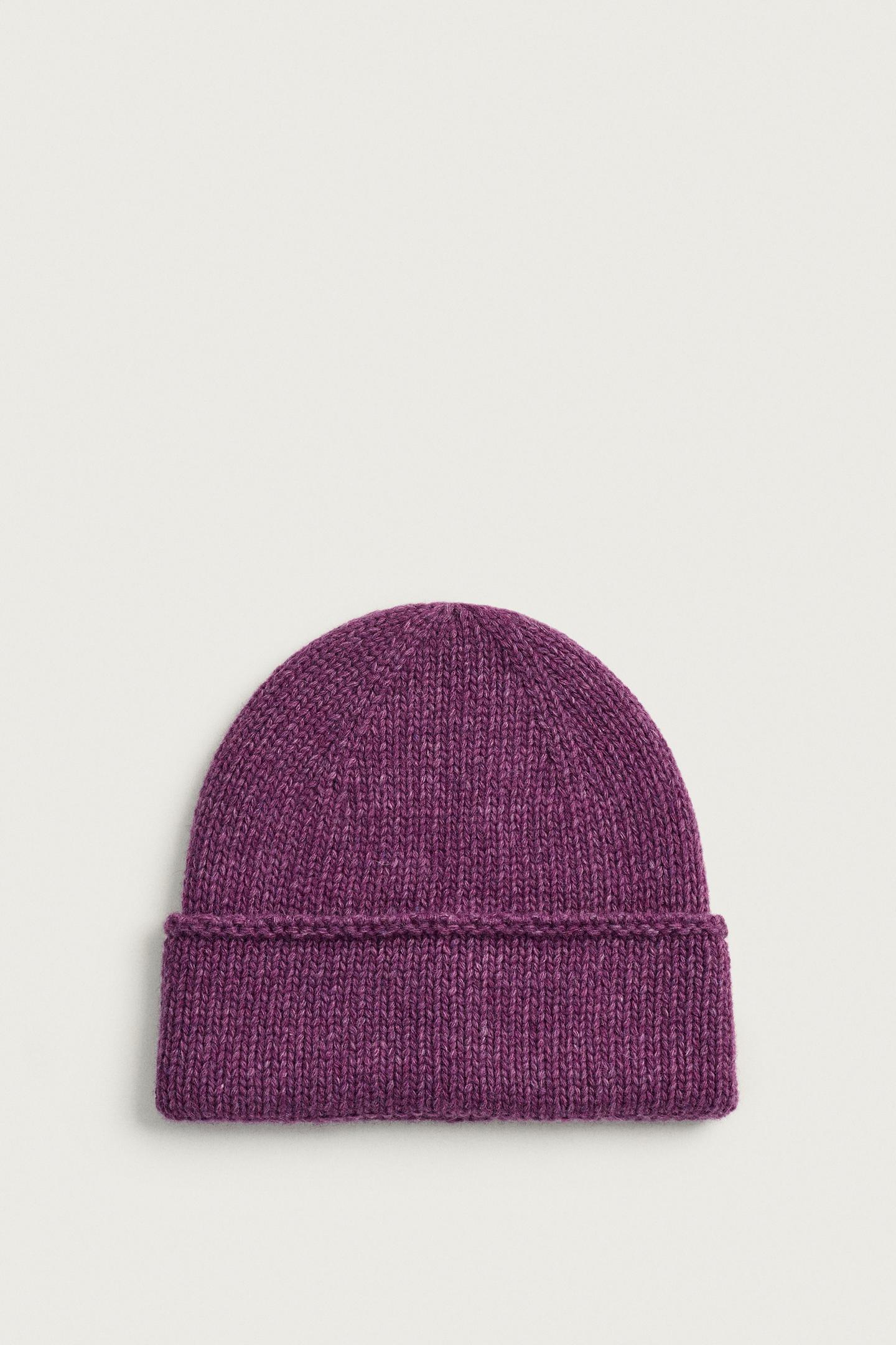 Мужская шапка Zara Wool Blend Knit, цвет: Бордовый — фото 4