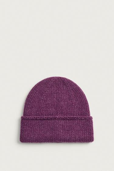 WOOL BLEND KNIT BEANIE — Burgundy 1