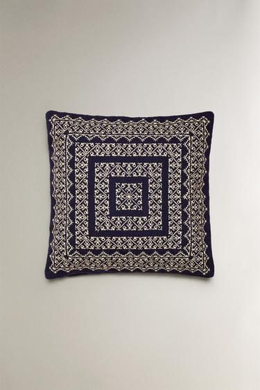 HOUSSE DE COUSSIN EN LAINE NOËL - Bleu de Zara - Image 0