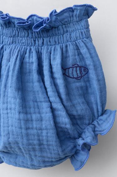 CULOTTE BRODERIE POISSON - Bleu de Zara - Image 2