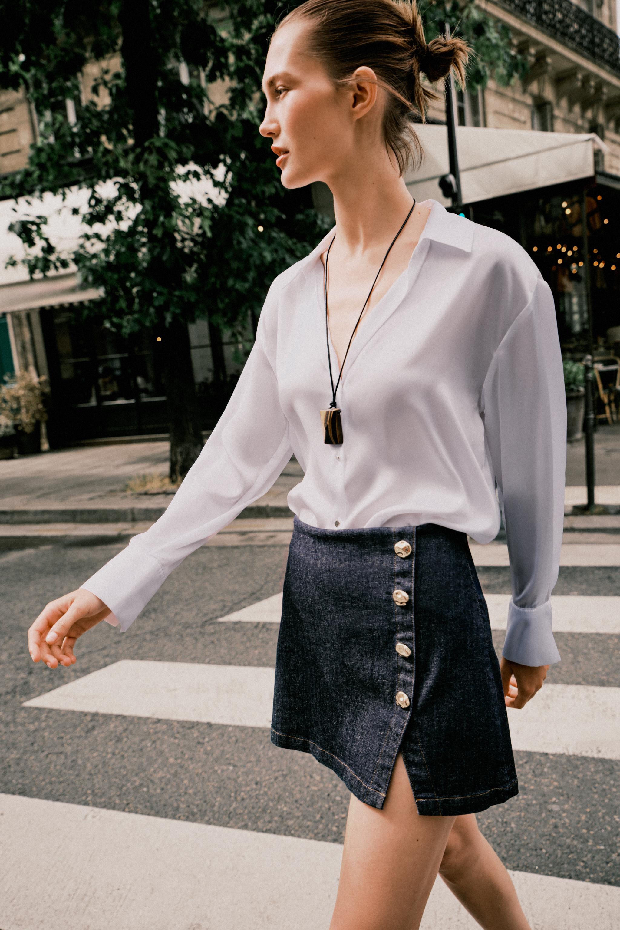 JUPE-CULOTTE Z1975 EN JEAN CROISÉE À BOUTONS