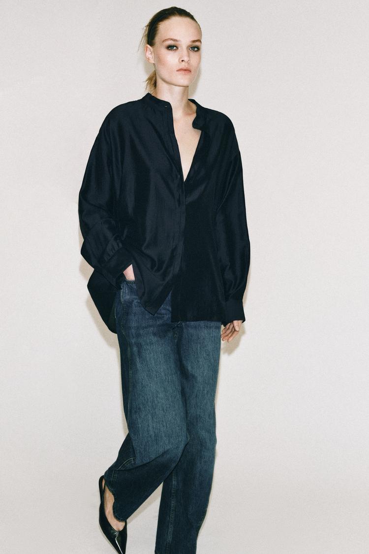 ZW COLLECTION STAND COLLAR SHIRT