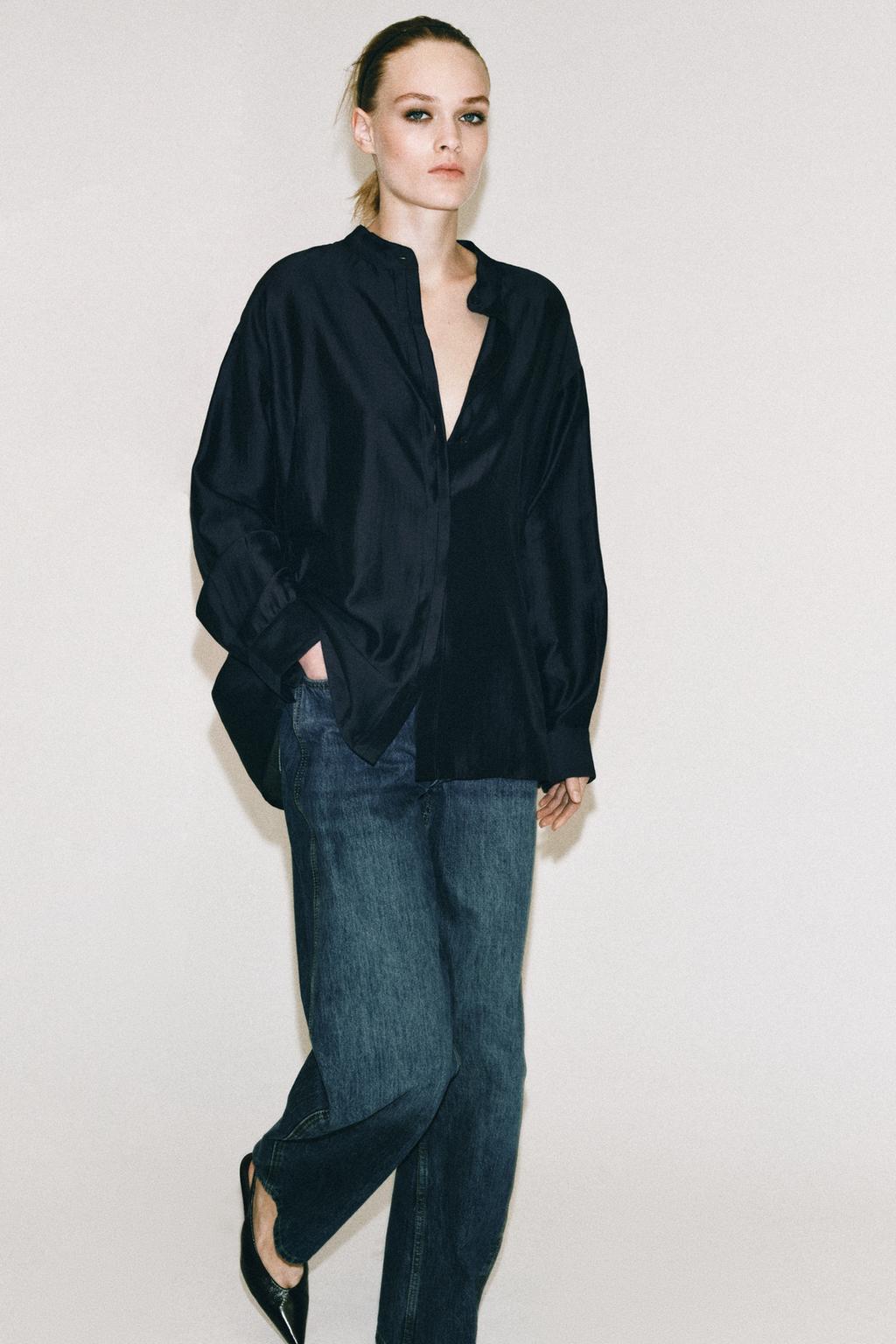ZW COLLECTION STAND COLLAR SHIRT