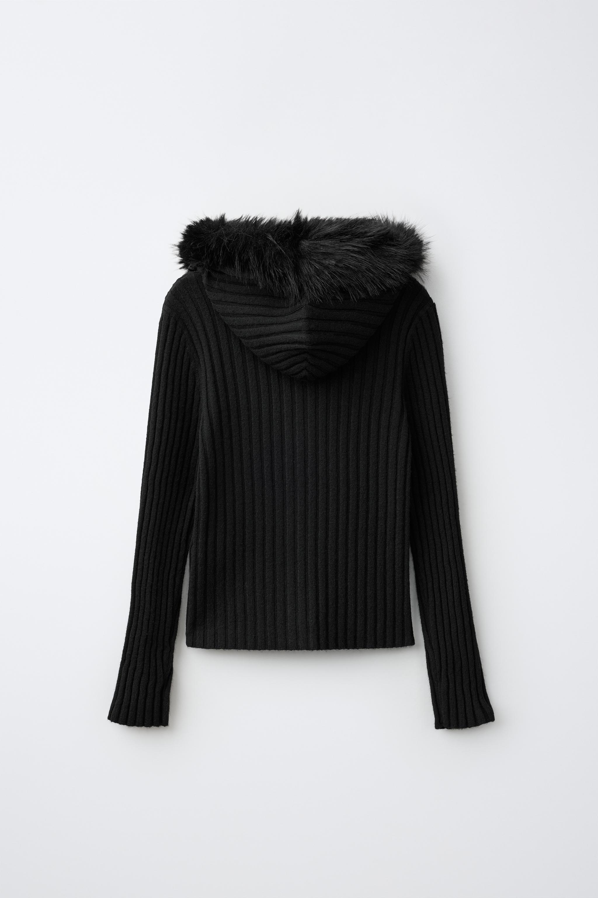 GILET EN MAILLE COL effet fourrure