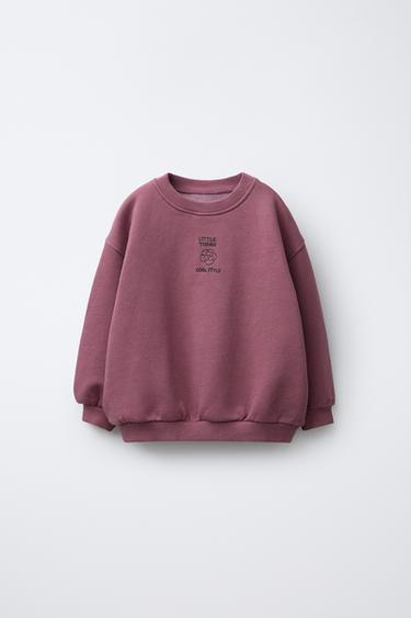 EMBROIDERED SWEATSHIRT - Burgundy by Zara