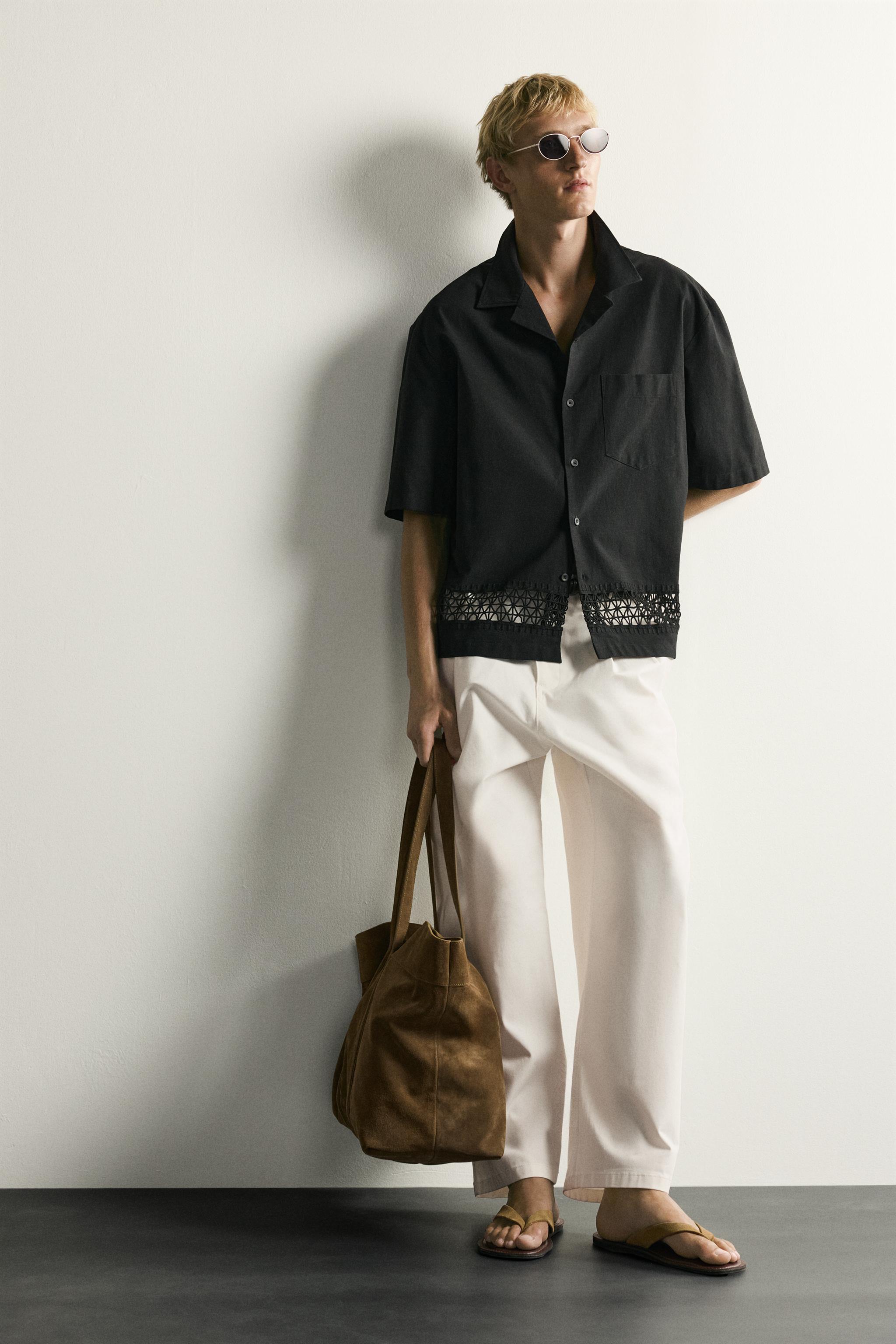 Мужские рубашки Zara RELAXED FIT SHIRT WITH CONTRAST TRIM — фото 4