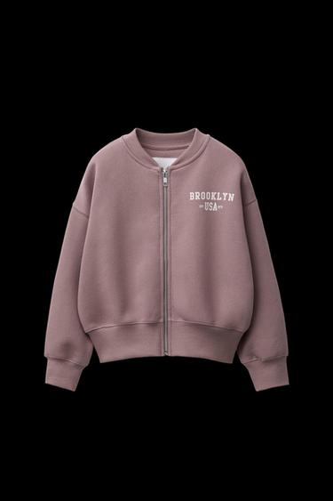 Zara JOGGING FLEECE BOMBER JACKET - Dusty pink - Image 0