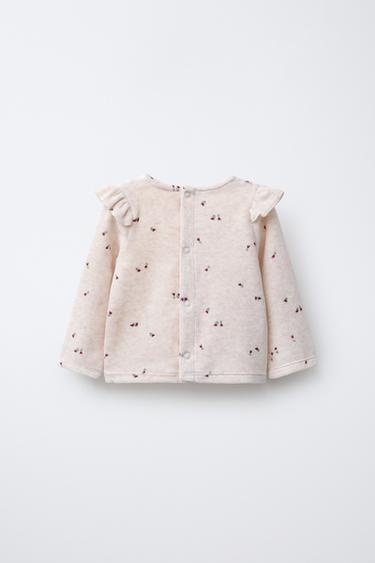 HAUT EN VELOURS À FLEURS - Beige clair de Zara - Image 1