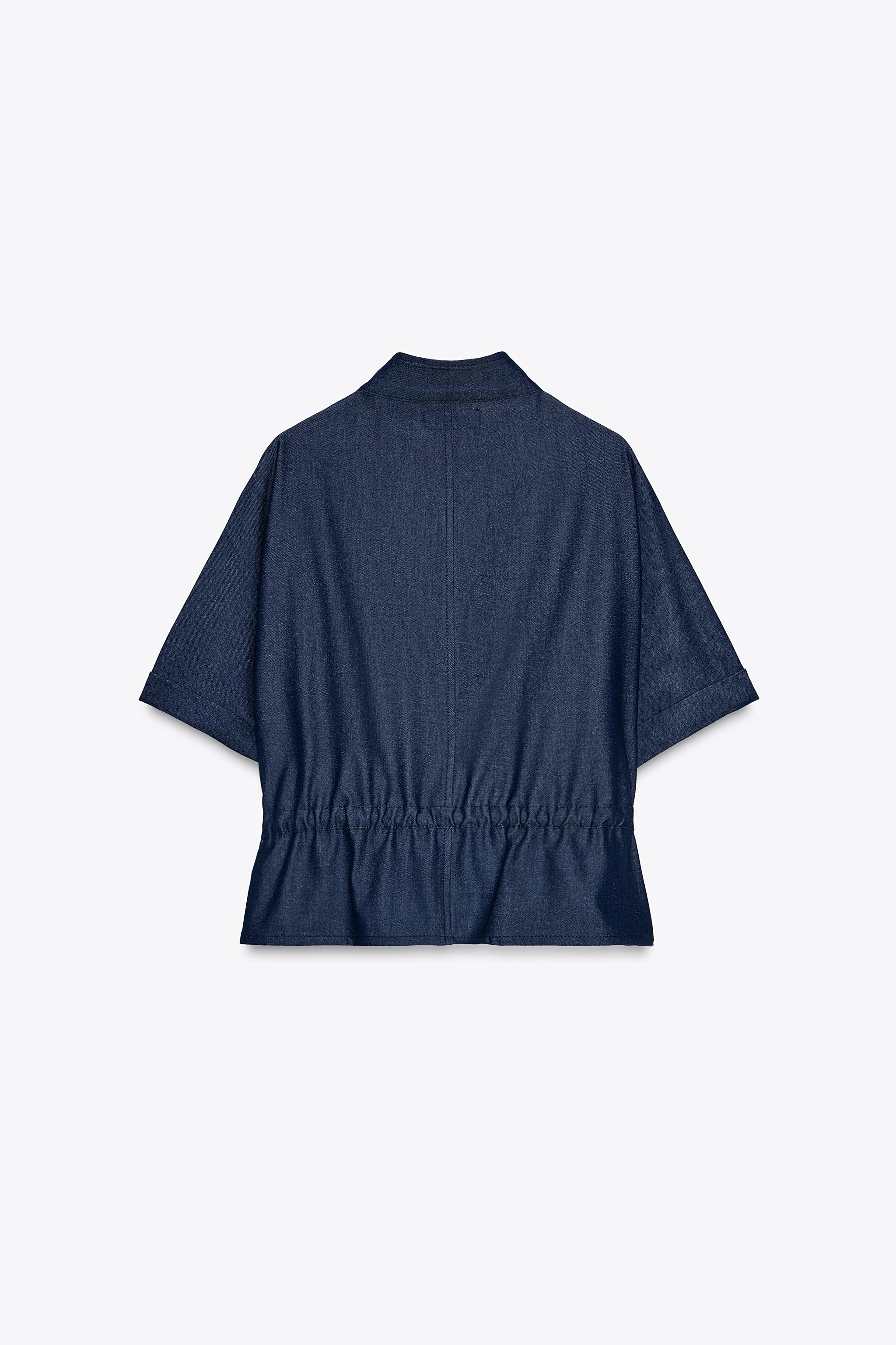 ZARA リネン地ワイドスリーブジャケット 3678/724 コードサファリシャツ - ブルー | ZARA Japan / 日本