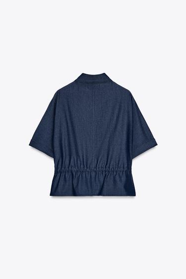 DRAWSTRING SAFARI SHIRT - Blue by Zara - Image 8