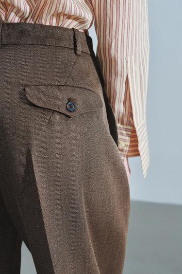 WOOL-BLEND ZW COLLECTION BALLOON PANTS — Brown marl 2