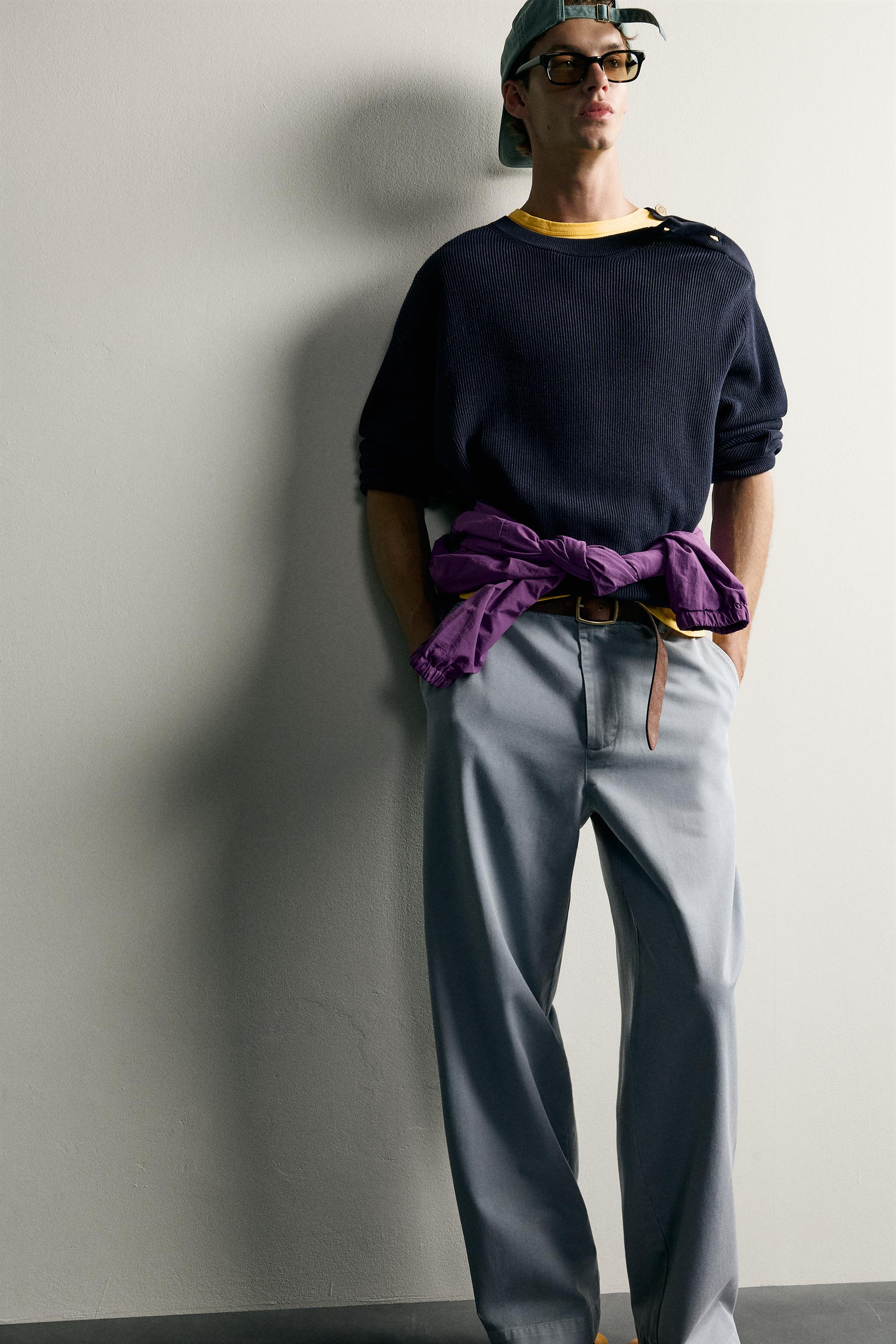 Мужские брюки Zara WASHED RELAXED FIT CHINO PANTS — фото 5