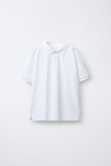 Zara BASIC PLAIN POLO SHIRT - White