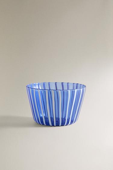 STRIPED BOROSILICATE BOWL - أزرق الخاص بـ Zara