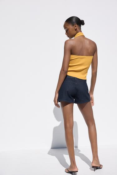 RIBBED HALTERNECK TOP - Tangerine by Zara - Image 4