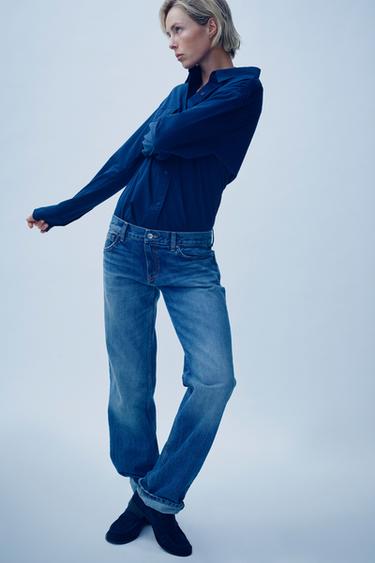 Zara SHIRT WITH TABS - Navy blue - Image 0