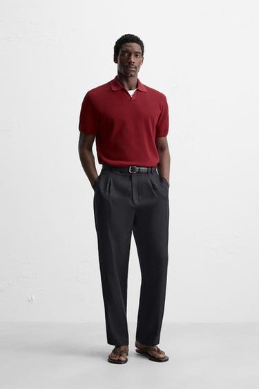 STRICK-POLOSHIRT MIT STRUKTURMUSTER - Rot von Zara - Bild 0